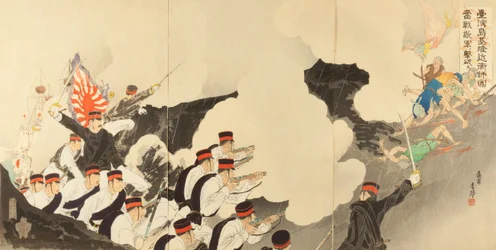 Die kaiserliche Garde besiegt den Feind in harten Kämpfen bei Jilong auf der Insel Taiwan